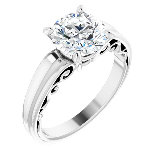 14K White Gold Customizable Round Cut Solitaire