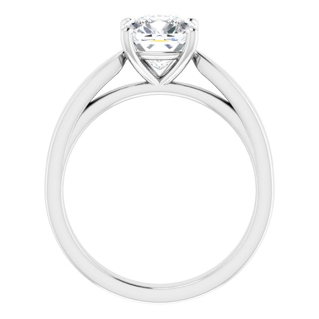 Cubic Zirconia Engagement Ring- The Eden (Customizable Cushion Cut Cathedral Solitaire with Wide Tapered Band)
