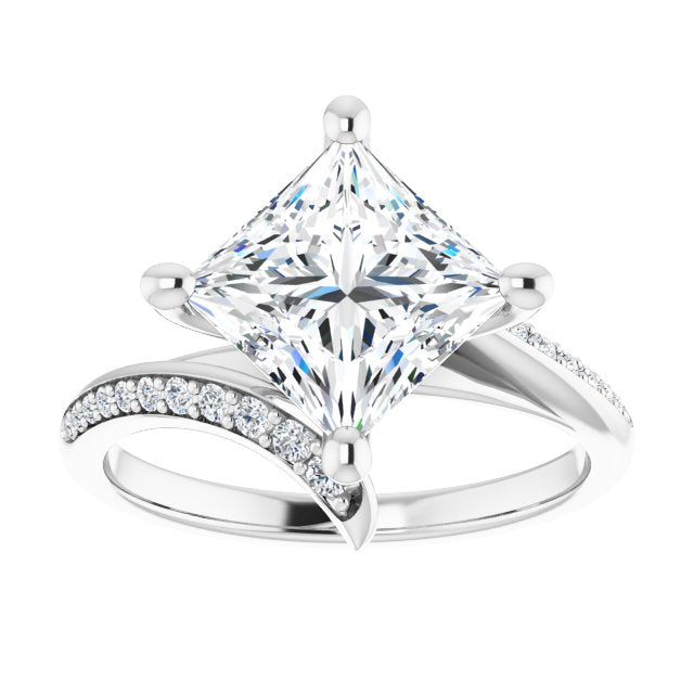 Cubic Zirconia Engagement Ring- The Cassy Anya (Customizable Princess/Square Cut Style with Artisan Bypass and Shared Prong Band)