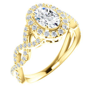 Cubic Zirconia Engagement Ring- The Benita (Customizable Oval Cut with Infinity Split-band Pavé and Halo)