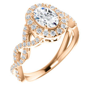 Cubic Zirconia Engagement Ring- The Benita (Customizable Oval Cut with Infinity Split-band Pavé and Halo)