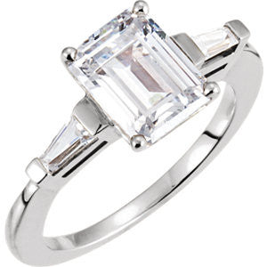 Cubic Zirconia Engagement Ring- The Isabella (Emerald Cut 3-stone with Tapered Baguette Channel Accents)