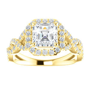 Cubic Zirconia Engagement Ring- The Benita (Customizable Asscher Cut with Infinity Split-band Pavé and Halo)