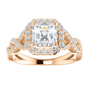 CZ Wedding Set, featuring The Benita engagement ring (Customizable Asscher Cut with Infinity Split-band Pavé and Halo)