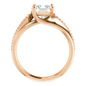 Cubic Zirconia Engagement Ring- The Teena (Customizable Princess Cut with 3-sided Twisting Pavé Split-Band)
