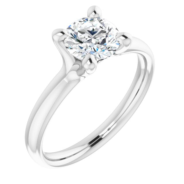 10K White Gold Customizable Round Cut Fabulous Solitaire
