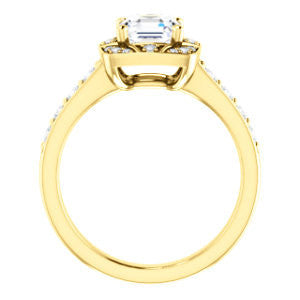Cubic Zirconia Engagement Ring- The Payton (Customizable Asscher Cut with Segmented Cluster-Halo and Large-Accented Band)