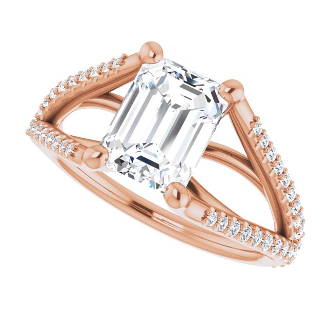 Cubic Zirconia Engagement Ring- The Addison (Customizable Cathedral-raised Radiant Cut Center with Exquisite Accented Split-band)