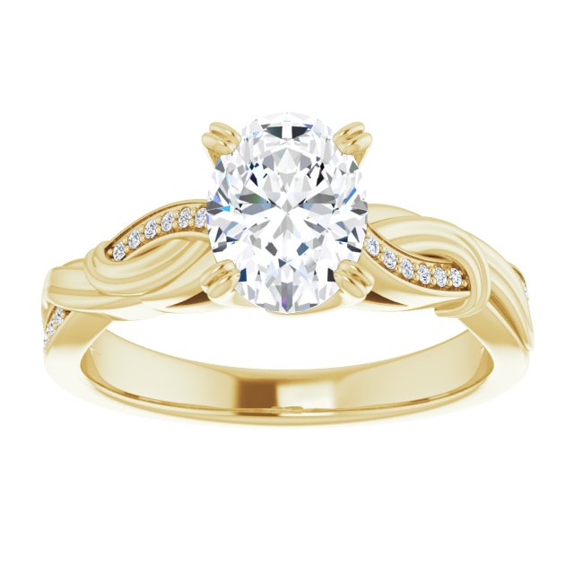 Cubic Zirconia Engagement Ring- The Fabiola (Customizable Cathedral-raised Oval Cut Design featuring Rope-Braided Half-Pavé Band)