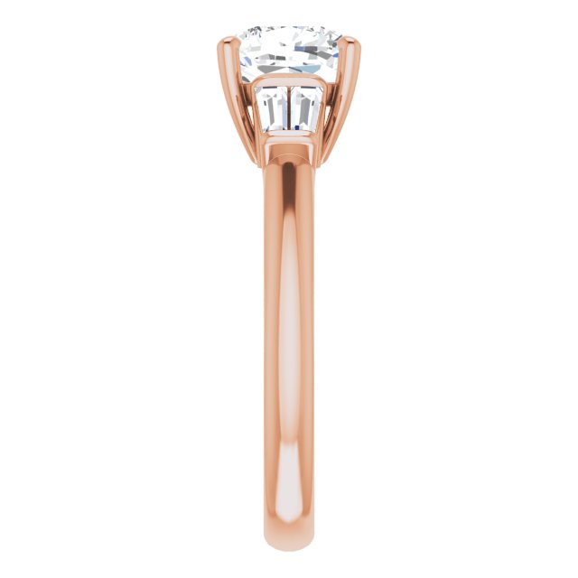 Cubic Zirconia Engagement Ring- The Chloe (Customizable 5-stone Cushion Cut Style with Quad Tapered Baguettes)