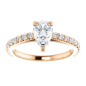 Cubic Zirconia Engagement Ring- The Marianne (Customizable Cathedral-set Pear Cut Style with Thin Pavé Band)