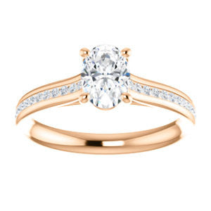 Cubic Zirconia Engagement Ring- The Rosario (Customizable Oval Cut Cathedral Setting with 3/4 Pavé Band)