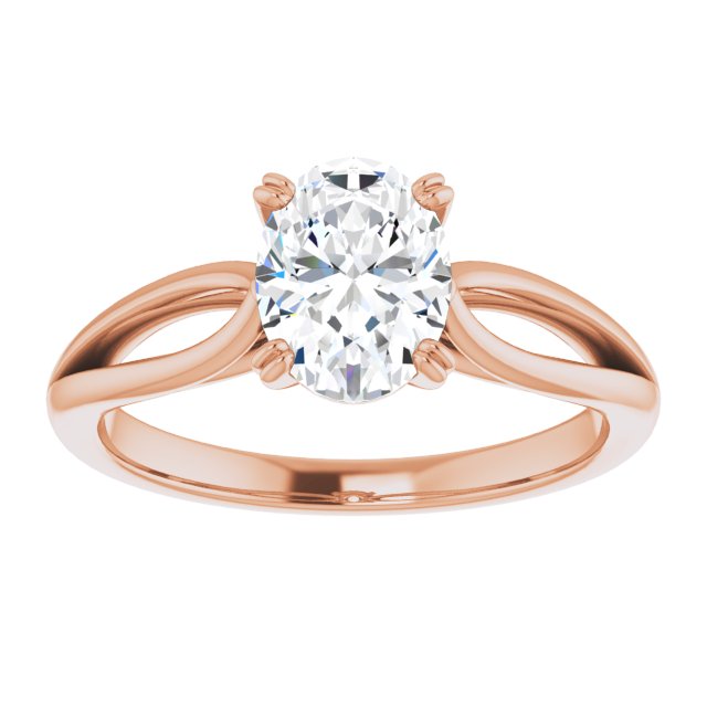 Cubic Zirconia Engagement Ring- The Gayle (Customizable Oval Cut Solitaire with Wide-Split Band)