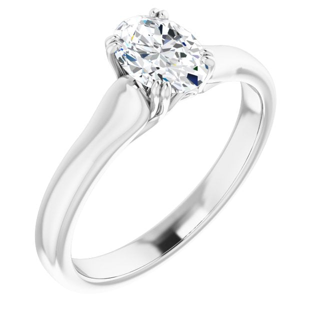 10K White Gold Customizable Oval Cut Solitaire with Under-trellis Design