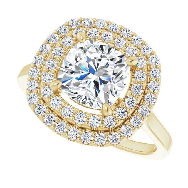 Cubic Zirconia Engagement Ring- The Giuliana (Customizable Cathedral-set Cushion Cut Design with Double Halo)