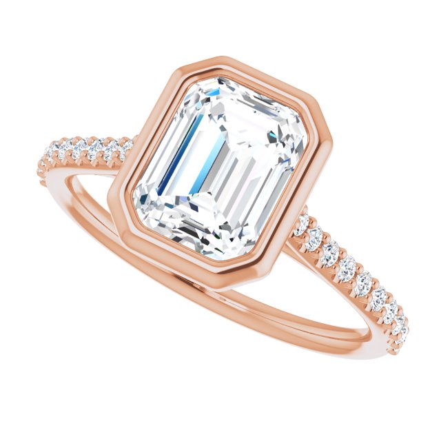 Cubic Zirconia Engagement Ring- The Careena (Customizable Bezel-set Radiant Cut Style with Ultra-thin Pavé-Accented Band)