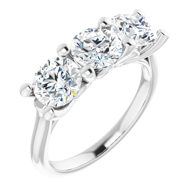 Cubic Zirconia Engagement Ring- The Jisha (Customizable Triple Round Cut Design with Thin Band)