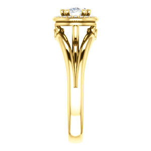 CZ Wedding Set, featuring The Wanda Lea engagement ring (Customizable Oval Cut Halo-style with Ultrawide Tri-split Band & Peekaboo Accents)