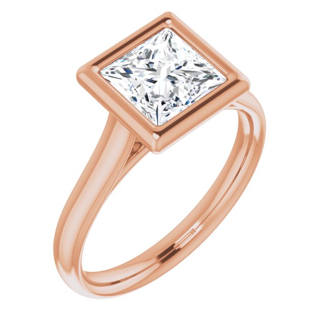 10K Rose Gold Customizable Cathedral-Bezel Princess/Square Cut Solitaire