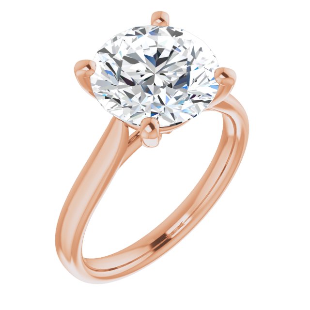 10K Rose Gold Customizable Cathedral-Prong Round Cut Solitaire