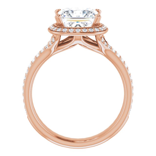 Cubic Zirconia Engagement Ring- The Kylee (Customizable Cathedral-set Princess/Square Cut Style with Split-Pavé Band)