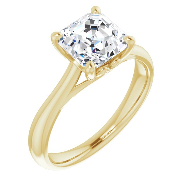 Cubic Zirconia Engagement Ring- The Crissy (Customizable Asscher Cut Solitaire with Decorative Prongs & Tapered Band)