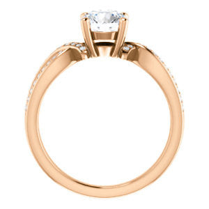 Cubic Zirconia Engagement Ring- The Tawny (Customizable Round Cut Bypass Pavé Split-Band with Twist)