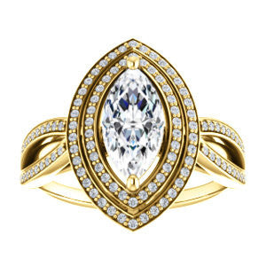 Cubic Zirconia Engagement Ring- The Shannan (Customizable Cathedral-set Marquise Cut 2x Halo with Split-Pavé Band)