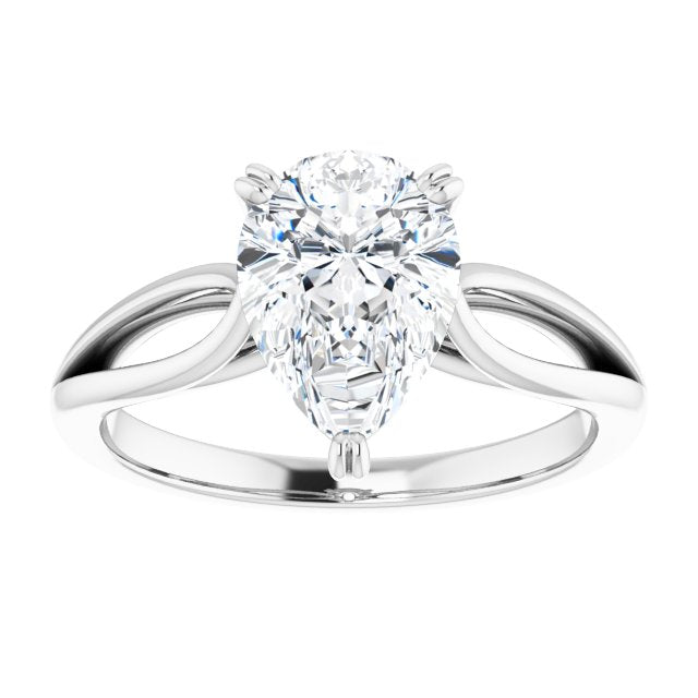 Cubic Zirconia Engagement Ring- The Gayle (Customizable Pear Cut Solitaire with Wide-Split Band)