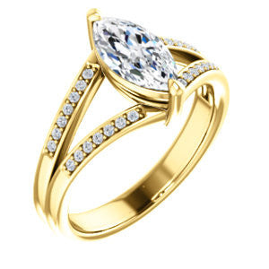 Cubic Zirconia Engagement Ring- The Lyla Ann (Customizable Marquise Cut Design with Wide Double-Pavé Band)