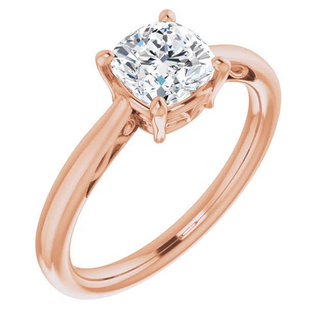 10K Rose Gold Customizable Cushion Cut Solitaire with 'Incomplete' Decorations