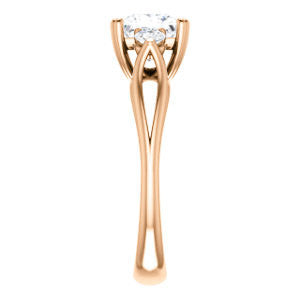 Cubic Zirconia Engagement Ring- The Libby Leigh (Customizable 3-stone Princess Cut Design with Flanking Round Accents and Wide Curve-Split Band)