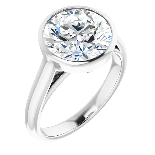10K White Gold Customizable Cathedral-Bezel Round Cut 7-stone "Semi-Solitaire" Design