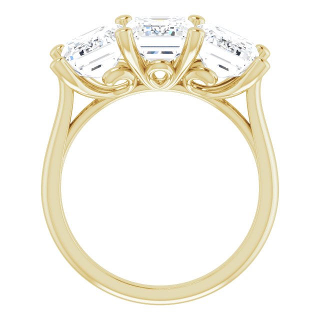Cubic Zirconia Engagement Ring- The Jisha (Customizable Triple Emerald Cut Design with Thin Band)