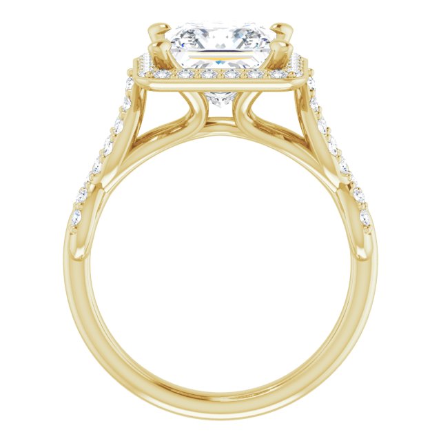 Cubic Zirconia Engagement Ring- The Jakayla (Customizable Cathedral-Halo Princess/Square Cut Design with Artisan Infinity-inspired Twisting Pavé Band)
