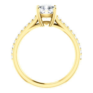 Cubic Zirconia Engagement Ring- The Tanisha (Customizable Cathedral-set Cushion Cut Design with Thin Pavé Band)