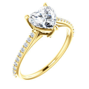 Cubic Zirconia Engagement Ring- The Tanisha (Customizable Cathedral-set Heart Cut Design with Thin Pavé Band)