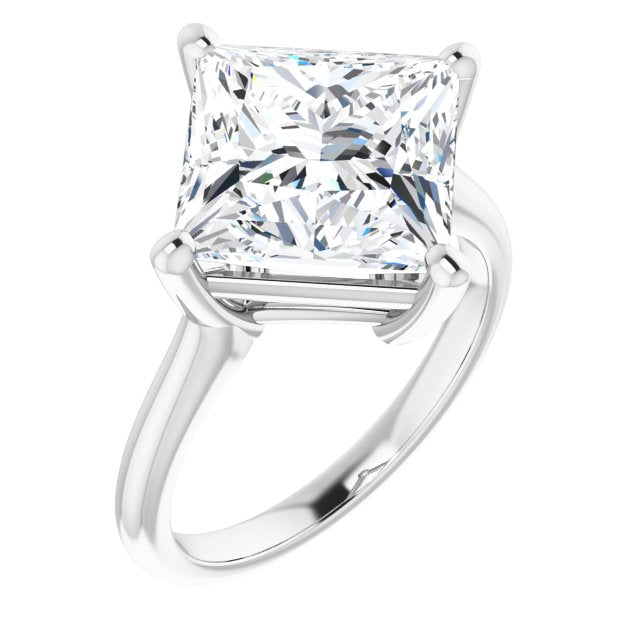 10K White Gold Customizable Princess/Square Cut Solitaire with Raised Prong Basket