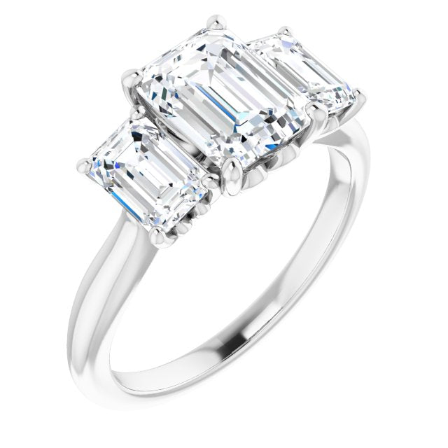 Cubic Zirconia Engagement Ring- The Taryn (Customizable Triple Radiant Cut Design with Decorative Trellis)