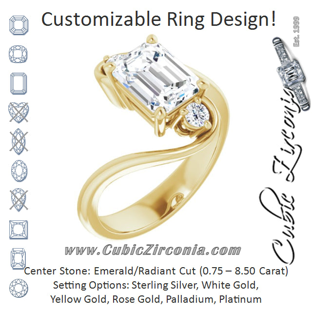 Cubic Zirconia Engagement Ring- The Clarice (Customizable 3-stone Radiant Cut Setting featuring Artisan Bypass)