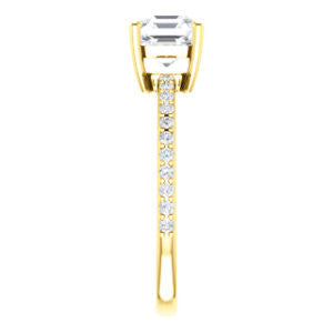 Cubic Zirconia Engagement Ring- The Delilah (Customizable Asscher Cut Petite Style with 3/4 Pavé  Band)
