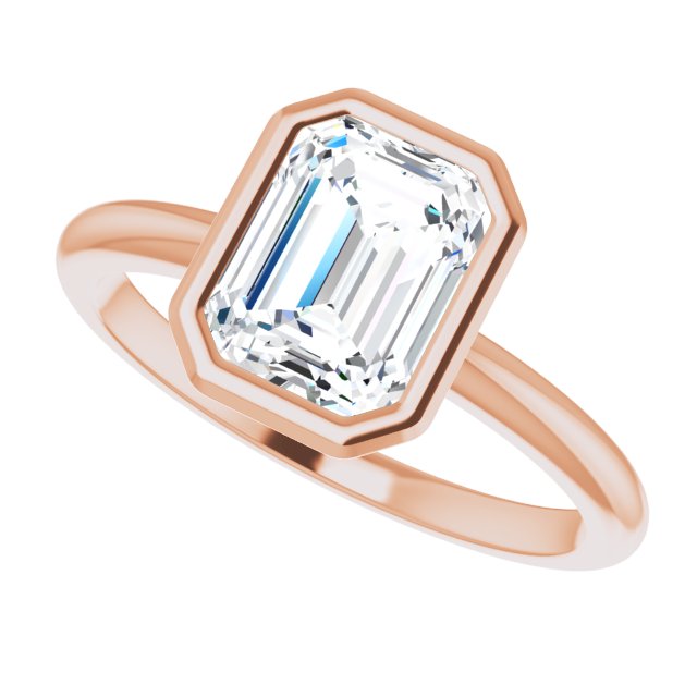 Cubic Zirconia Engagement Ring- The Aeriol (Customizable Bezel-set Emerald Cut Solitaire with Thin Band)