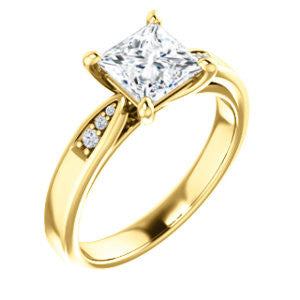 Cubic Zirconia Engagement Ring- The Ximena (Customizable Cathedral-Set Princess Cut 7-stone Design)