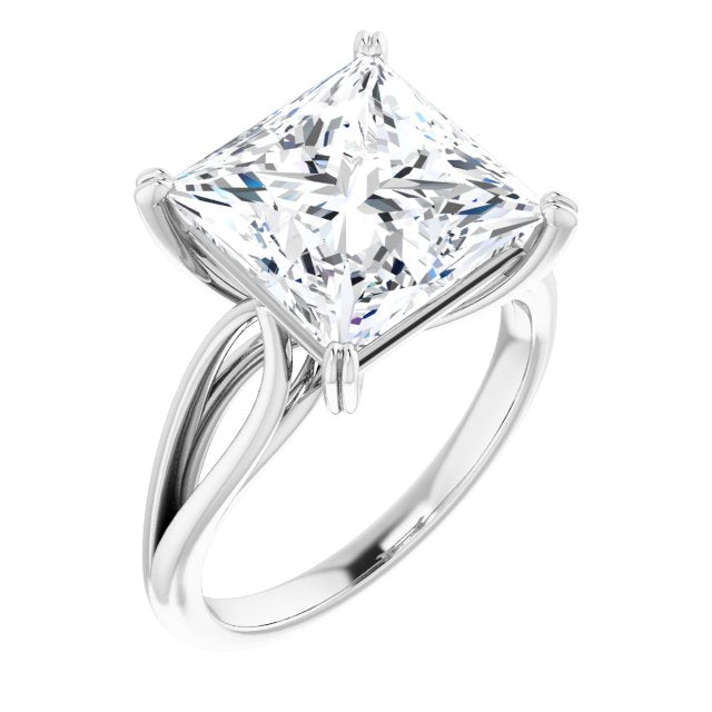 10K White Gold Customizable Princess/Square Cut Solitaire with Wide-Split Band