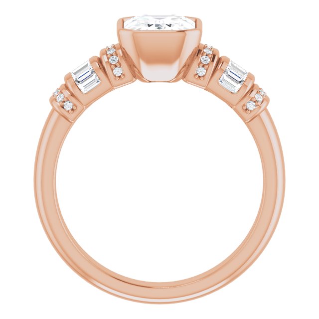 Cubic Zirconia Engagement Ring- The Coralie (Customizable Bezel-set Radiant Cut Setting with Wide Sleeve-Accented Band)