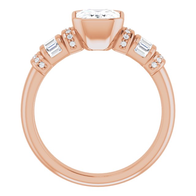 Cubic Zirconia Engagement Ring- The Coralie (Customizable Bezel-set Radiant Cut Setting with Wide Sleeve-Accented Band)