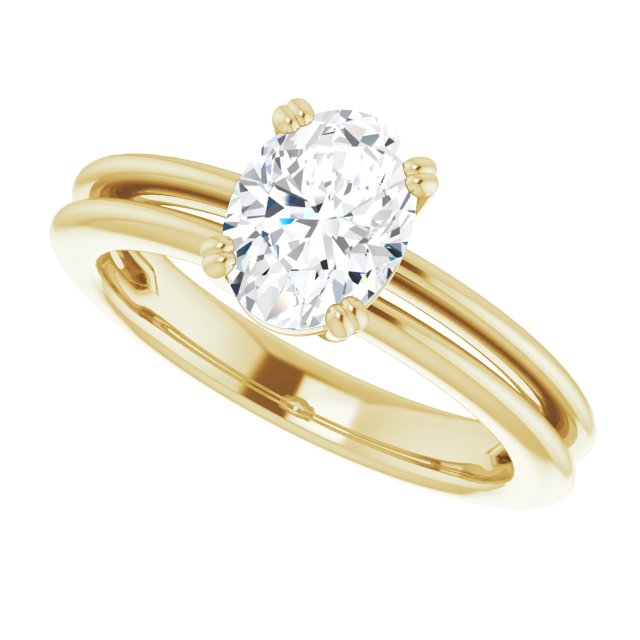 Cubic Zirconia Engagement Ring- The Evie (Customizable Oval Cut Solitaire with Grooved Band)