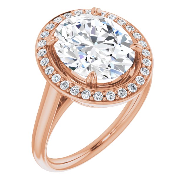 10K Rose Gold Customizable Oval Cut Design with Loose Halo