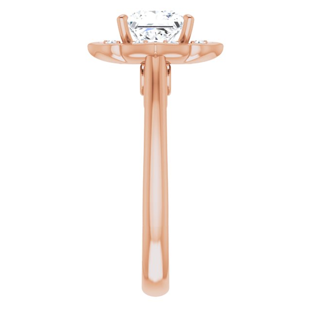 Cubic Zirconia Engagement Ring- The Neve (Customizable Cathedral-raised Princess/Square Cut Design with Star Halo & Round-Bezel Peekaboo Accents)