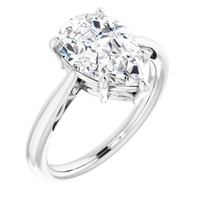 10K White Gold Customizable Pear Cut Solitaire with 'Incomplete' Decorations